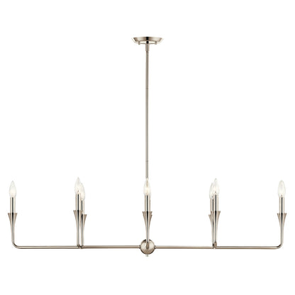 Kichler Alvaro 45in 8-Light Linear Chandelier | Modern Polished Nickel Steel | Dining Room & Kitchen Island | 45.5 x 11.5 x 24.25 in | Model 52693PN