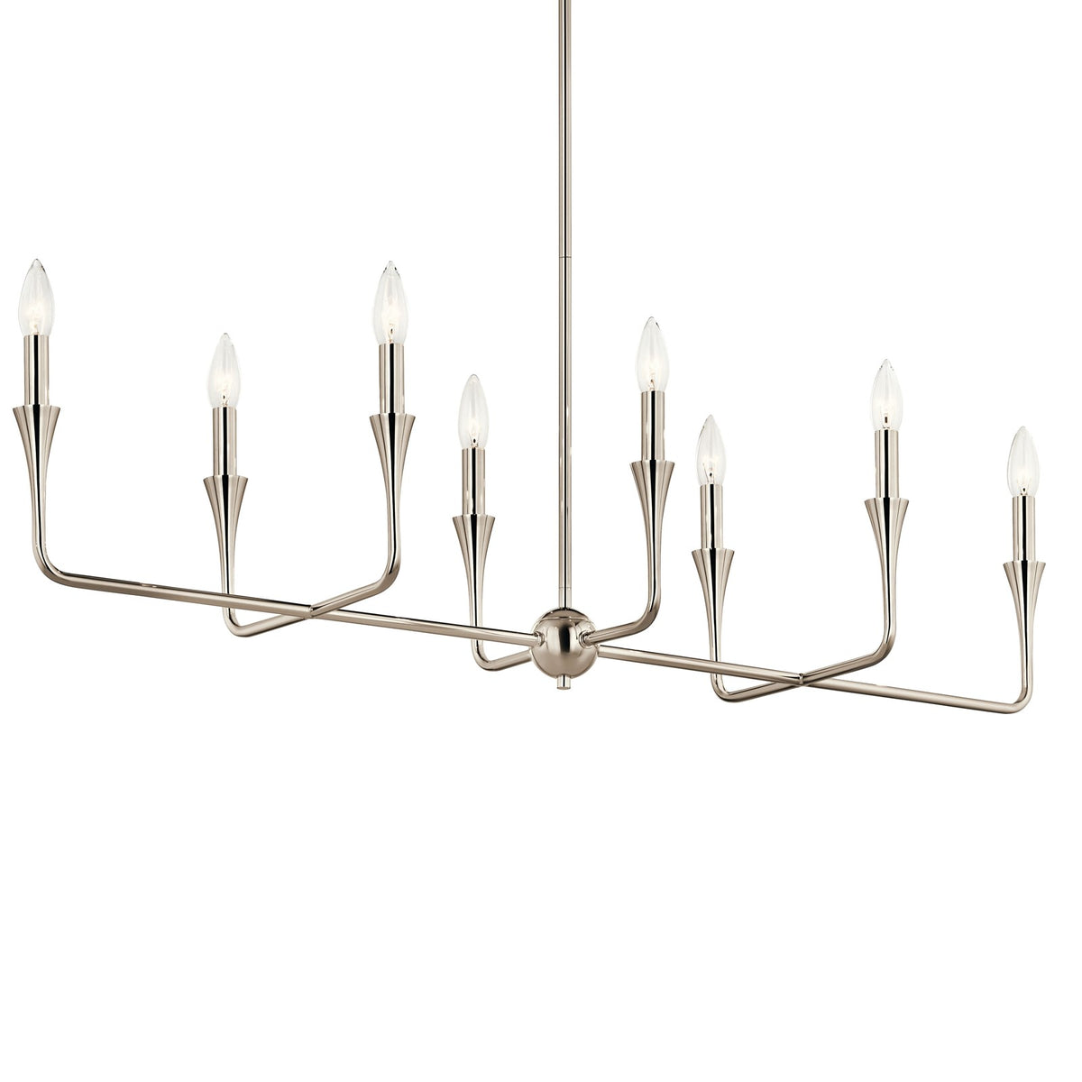Kichler Alvaro 45in 8-Light Linear Chandelier | Modern Polished Nickel Steel | Dining Room & Kitchen Island | 45.5 x 11.5 x 24.25 in | Model 52693PN