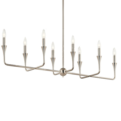 Kichler Alvaro 45in 8-Light Linear Chandelier | Modern Polished Nickel Steel | Dining Room & Kitchen Island | 45.5 x 11.5 x 24.25 in | Model 52693PN