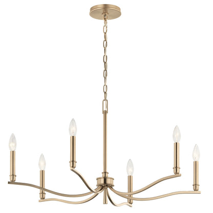 Kichler Malene 18in 6-Light Chandelier | Champagne Bronze Steel | Dining Room & Living Room | H 17.75 in | Model 52695CPZ