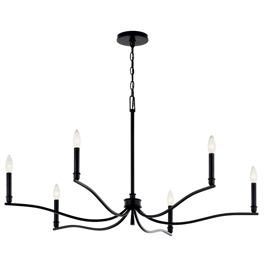 Kichler Malene 6 Light Medium Chandelier, Black - 52696BK