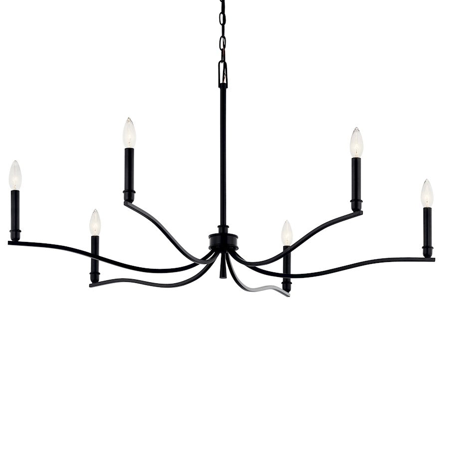 6 Light Medium Chandelier, Black