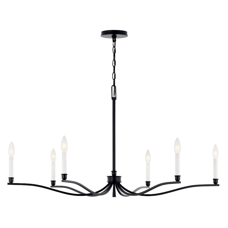 6 Light Medium Chandelier, Black