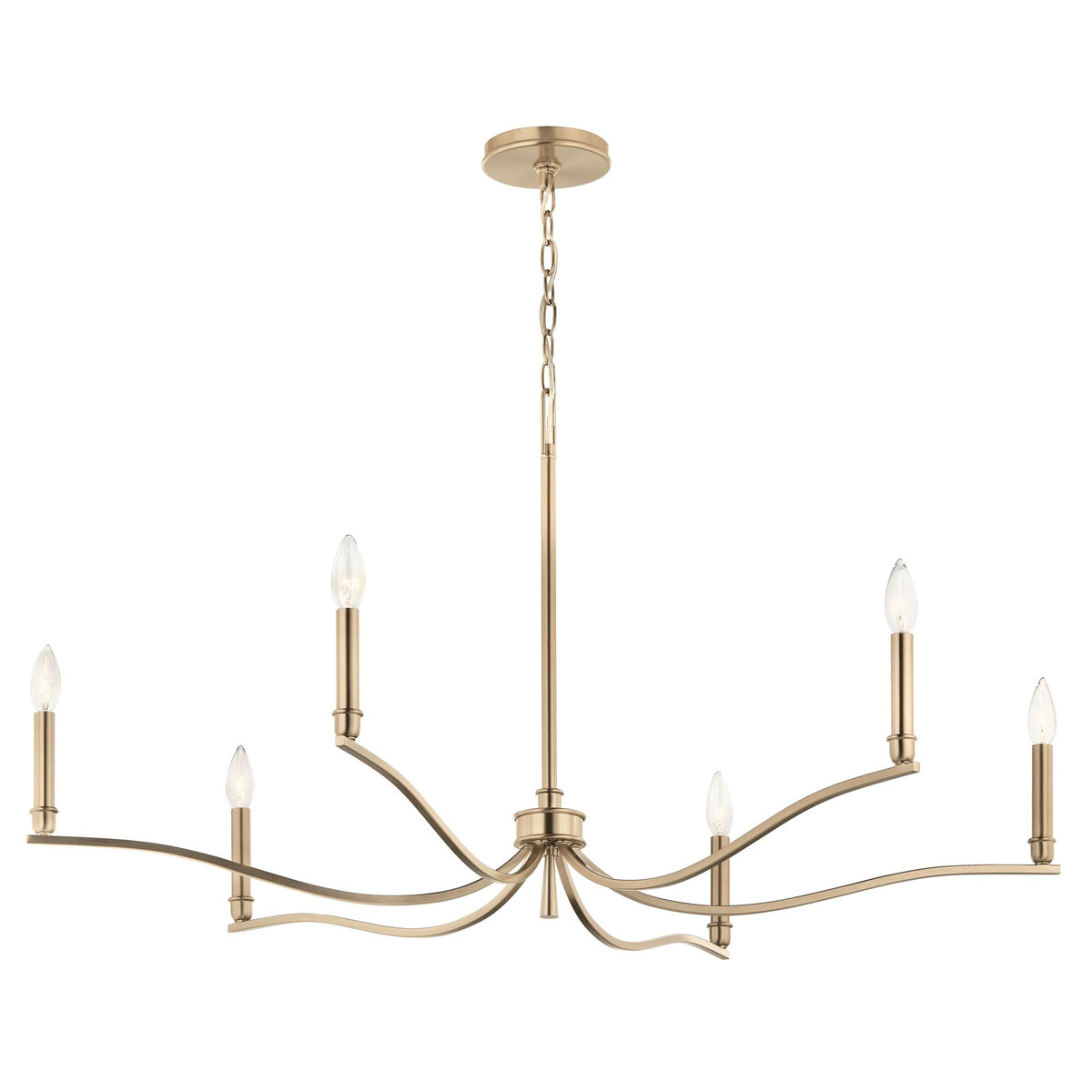 Kichler Malene 22in 6-Light Chandelier | Champagne Bronze Steel | Dining Room & Living Room | H 22.25 in | Model 52696CPZ