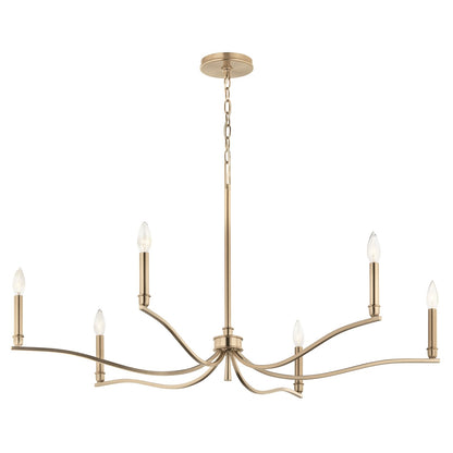 Kichler Malene 22in 6-Light Chandelier | Champagne Bronze Steel | Dining Room & Living Room | H 22.25 in | Model 52696CPZ