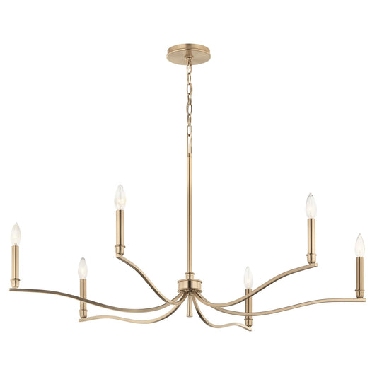 Kichler Malene 22in 6-Light Chandelier | Champagne Bronze Steel | Dining Room & Living Room | H 22.25 in | Model 52696CPZ