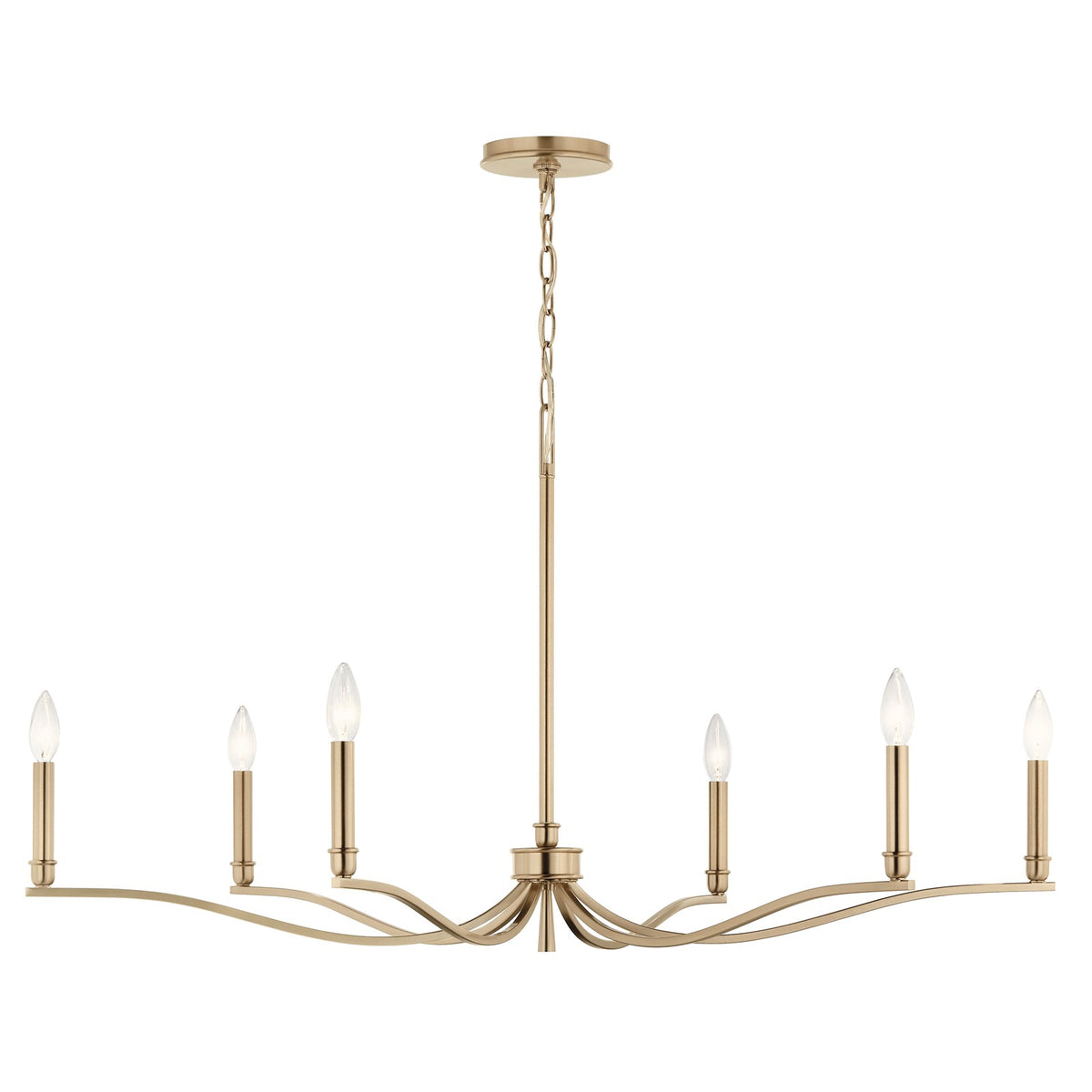 Kichler Malene 22in 6-Light Chandelier | Champagne Bronze Steel | Dining Room & Living Room | H 22.25 in | Model 52696CPZ