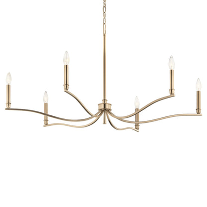 Kichler Malene 22in 6-Light Chandelier | Champagne Bronze Steel | Dining Room & Living Room | H 22.25 in | Model 52696CPZ