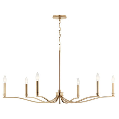 Kichler Malene 22in 6-Light Chandelier | Champagne Bronze Steel | Dining Room & Living Room | H 22.25 in | Model 52696CPZ