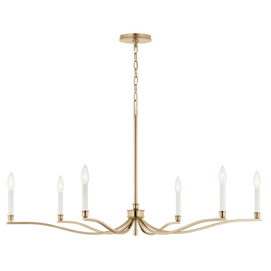 Kichler Malene 22in 6-Light Chandelier | Champagne Bronze Steel | Dining Room & Living Room | H 22.25 in | Model 52696CPZ