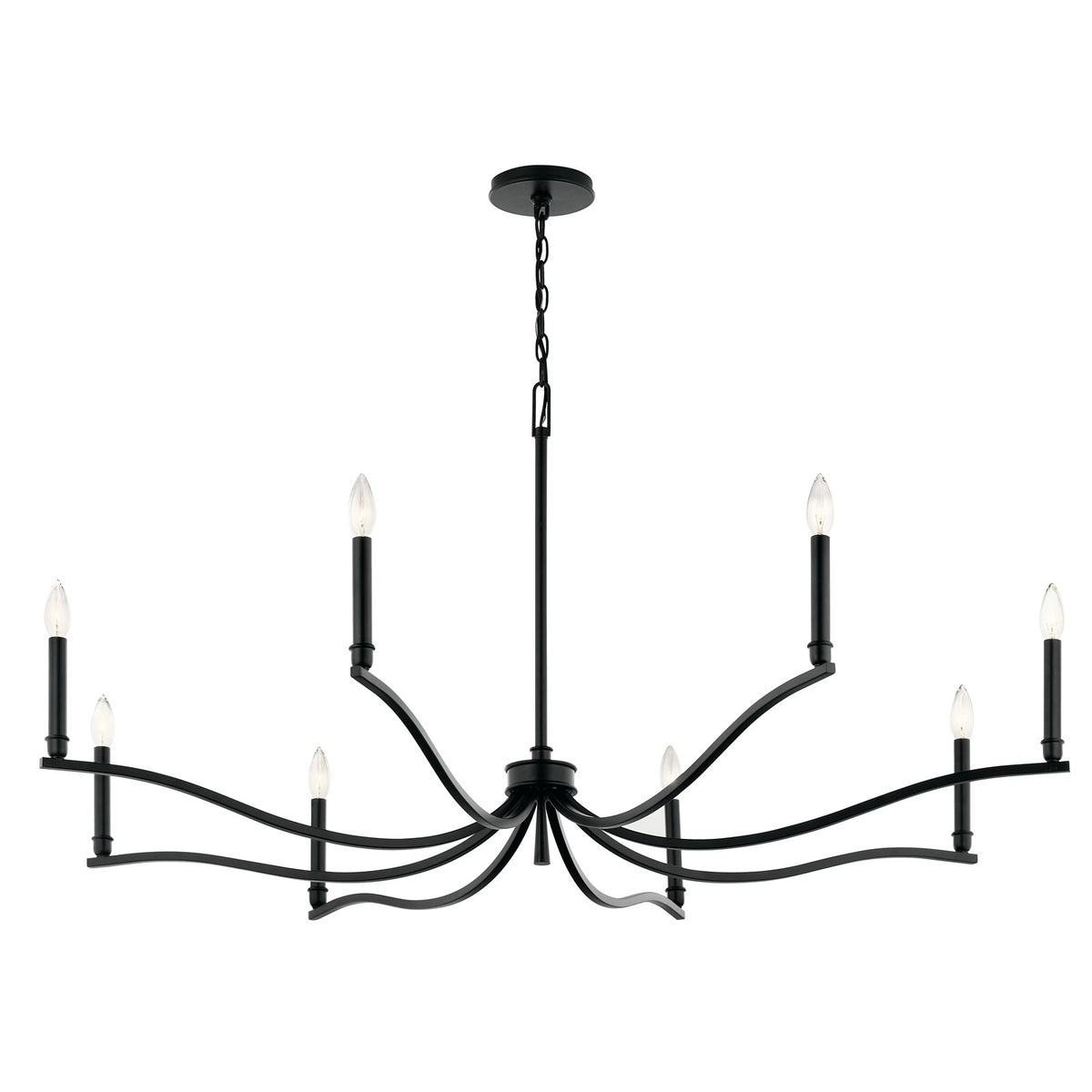 Kichler Malene 8-Light Large Chandelier | Black Steel | Dining Room & Living Room | 25 in H | Model 52697BK