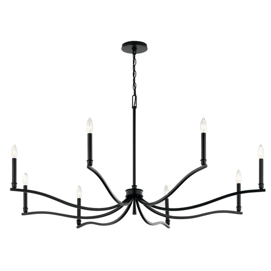 Kichler Malene 8-Light Large Chandelier | Black Steel | Dining Room & Living Room | 25 in H | Model 52697BK