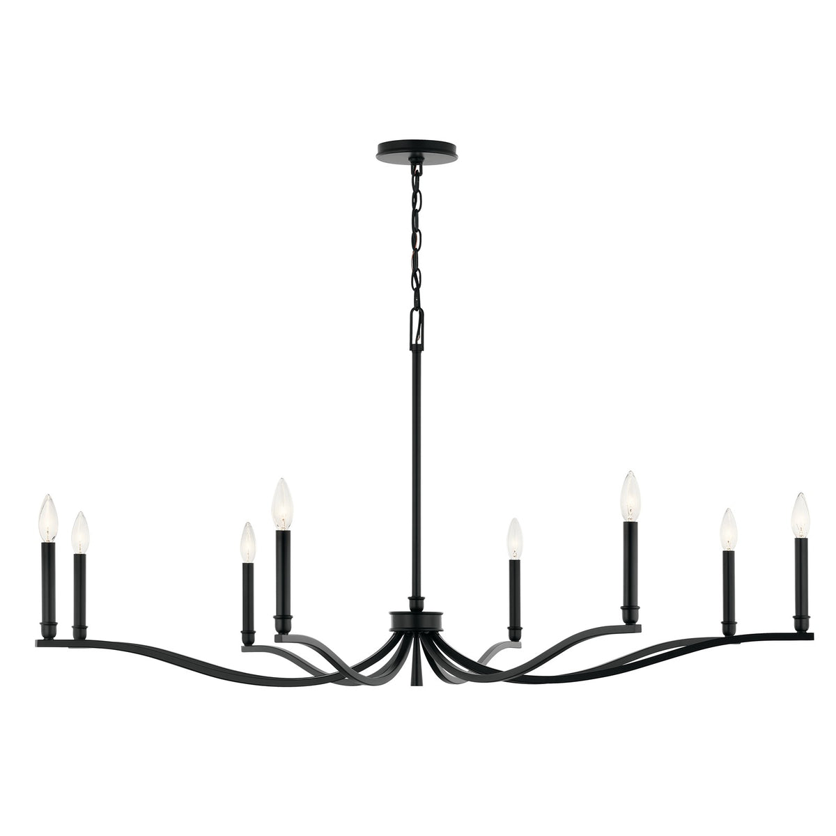 Kichler Malene 8-Light Large Chandelier | Black Steel | Dining Room & Living Room | 25 in H | Model 52697BK