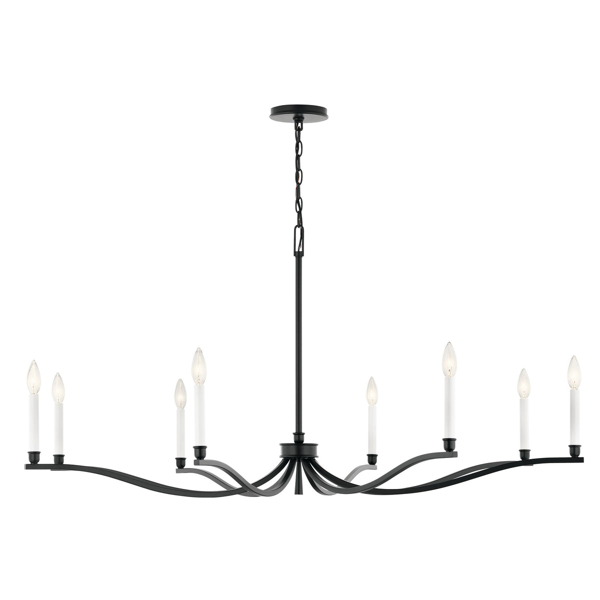 Kichler Malene 8-Light Large Chandelier | Black Steel | Dining Room & Living Room | 25 in H | Model 52697BK