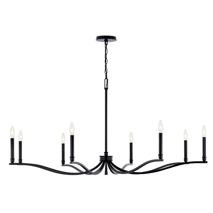 Kichler Malene 8-Light Large Chandelier | Black Steel | Dining Room & Living Room | 25 in H | Model 52697BK