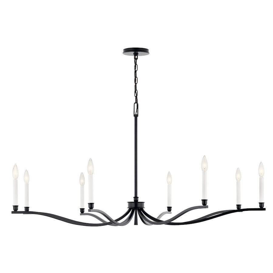Kichler Malene 8-Light Large Chandelier | Black Steel | Dining Room & Living Room | 25 in H | Model 52697BK