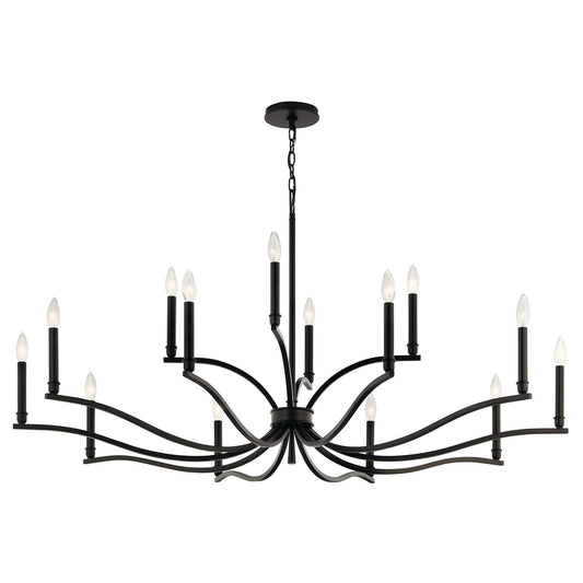 Kichler Malene 27in 14-Light 2-Tier Chandelier | Black Steel | Dining Room & Living Room | 27.25 in H | Model 52698BK