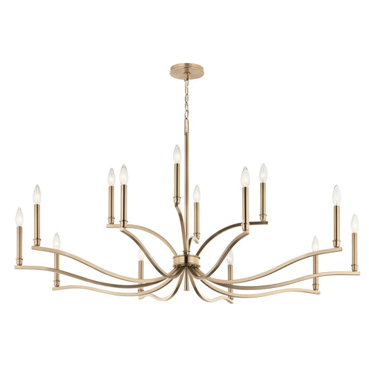 Kichler Malene 27in 14-Light 2-Tier Chandelier | Champagne Bronze Steel | Dining Room & Foyer | 27.25 in H | Model 52698CPZ
