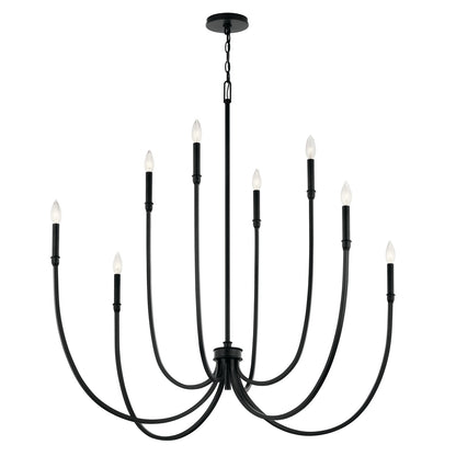 Kichler Malene 43in 8-Light Chandelier | Tiered Black Steel | Foyer & Dining Room | 43.5 in H | Model 52699BK