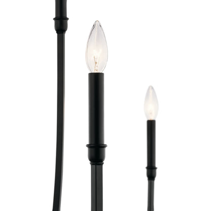 Kichler Malene 43in 8-Light Chandelier | Tiered Black Steel | Foyer & Dining Room | 43.5 in H | Model 52699BK