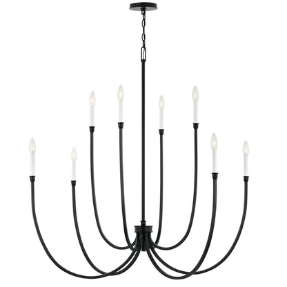 Kichler Malene 43in 8-Light Chandelier | Tiered Black Steel | Foyer & Dining Room | 43.5 in H | Model 52699BK