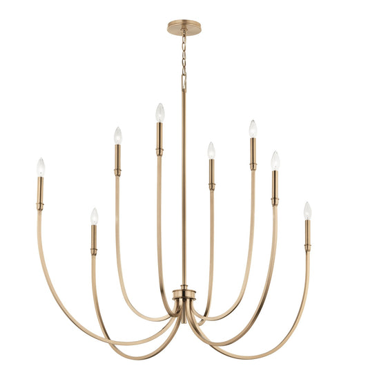 Kichler Malene 43in 8-Light Chandelier | Tiered Champagne Bronze Steel with Sweeping Arms | Foyer & Dining Room | 43.5 in H x 5.5 in | Model 52699CPZ