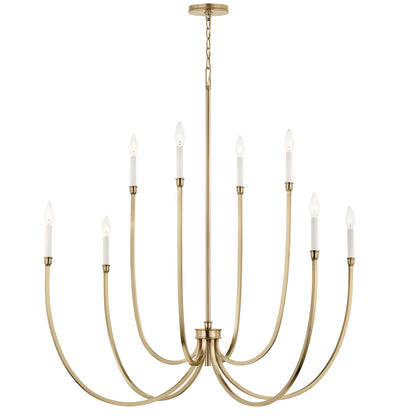 Kichler Malene 43in 8-Light Chandelier | Tiered Champagne Bronze Steel with Sweeping Arms | Foyer & Dining Room | 43.5 in H x 5.5 in | Model 52699CPZ