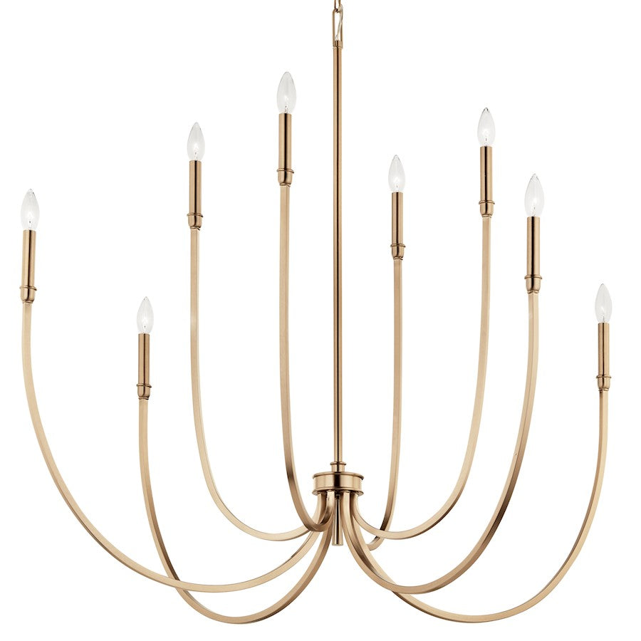 Kichler Malene 43in 8-Light Chandelier | Tiered Champagne Bronze Steel with Sweeping Arms | Foyer & Dining Room | 43.5 in H x 5.5 in | Model 52699CPZ