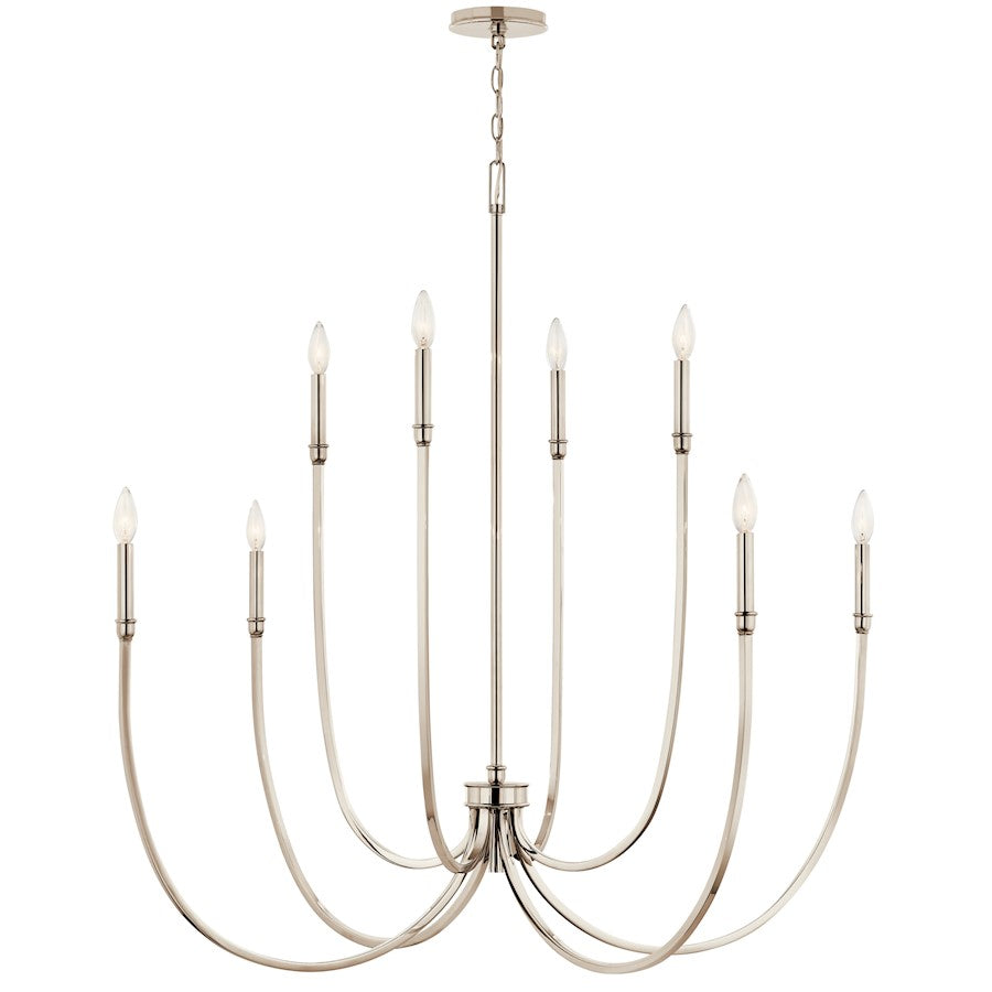 8 Light Chandelier Foyer, Polished Nickel