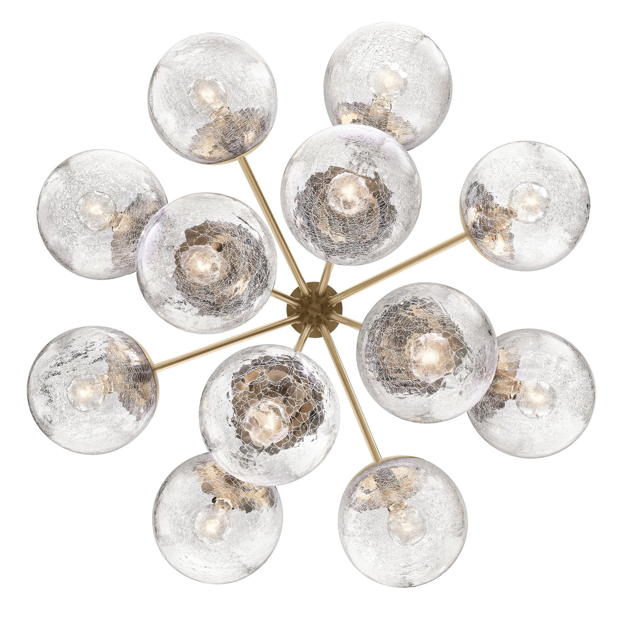 Kichler Silvarious 22in 12-Light Chandelier/Semi-Flush | Modern Champagne Bronze and Clear Crackle Glass | Dining Room & Living Room | Model 52701CPZ