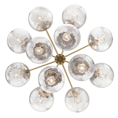 Kichler Silvarious 22in 12-Light Chandelier/Semi-Flush | Modern Champagne Bronze and Clear Crackle Glass | Dining Room & Living Room | Model 52701CPZ