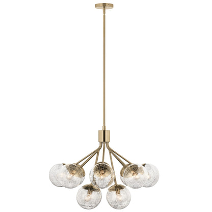Kichler Silvarious 22in 12-Light Chandelier/Semi-Flush | Modern Champagne Bronze and Clear Crackle Glass | Dining Room & Living Room | Model 52701CPZ