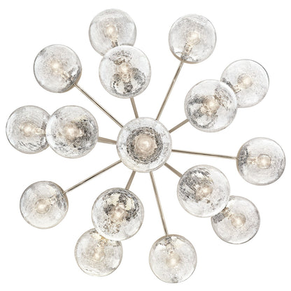 Kichler Silvarious 26in 16-Light Chandelier | Polished Nickel and Clear Crackle Glass | Dining Room & Living Room | 26 in H | Model 52702PN