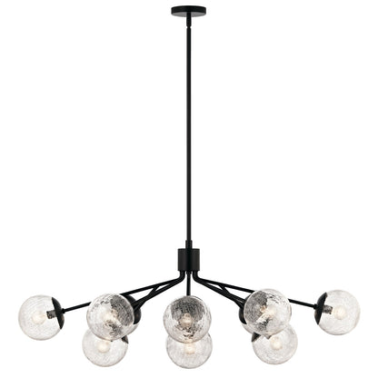Kichler Silvarious 48in 12-Light Linear Chandelier | Modern Black Steel and Clear Crackle Glass | Dining Room & Living Room | Model 52703BK