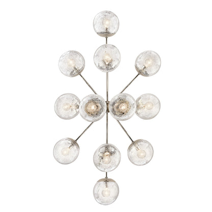 Kichler Silvarious 48in 12-Light Linear Chandelier | Modern Polished Nickel and Clear Crackle Glass | Dining Room & Kitchen Island | Model 52703PN