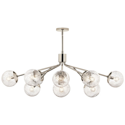 Kichler Silvarious 48in 12-Light Linear Chandelier | Modern Polished Nickel and Clear Crackle Glass | Dining Room & Kitchen Island | Model 52703PN