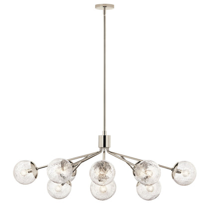 Kichler Silvarious 48in 12-Light Linear Chandelier | Modern Polished Nickel and Clear Crackle Glass | Dining Room & Kitchen Island | Model 52703PN