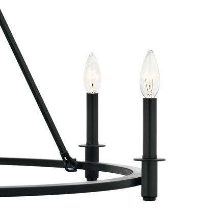 Kichler Carrick 23.75in 6-Light Chandelier | Traditional Black Steel Ring | Dining Room & Entryway | 23.75 in H, 60W Candelabra | Model 52705BK