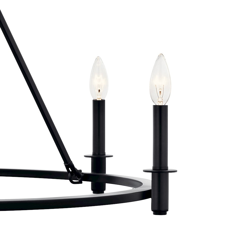 Kichler Carrick 23.75in 6-Light Chandelier | Traditional Black Steel Ring | Dining Room & Entryway | 23.75 in H, 60W Candelabra | Model 52705BK