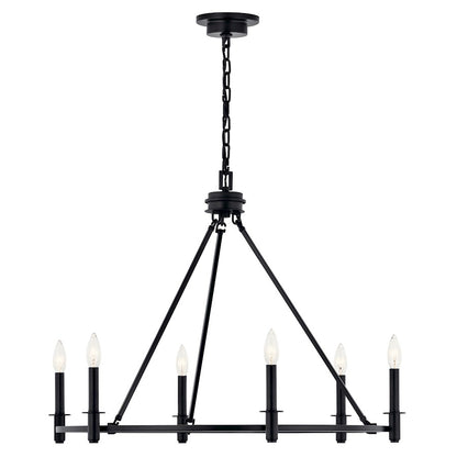 Kichler Carrick 23.75in 6-Light Chandelier | Traditional Black Steel Ring | Dining Room & Entryway | 23.75 in H, 60W Candelabra | Model 52705BK