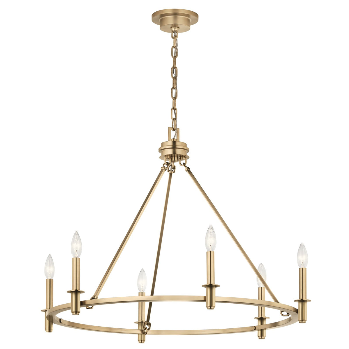 Kichler Carrick 24in 6-Light Chandelier | Traditional Champagne Bronze Steel | Dining Room & Foyer | 24 x 24 x 24 in | Model 52705CPZ