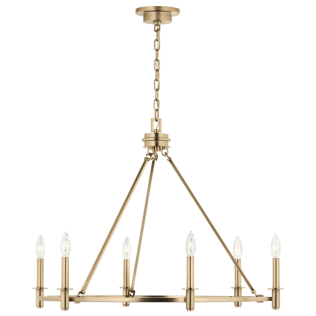 Kichler Carrick 24in 6-Light Chandelier | Traditional Champagne Bronze Steel | Dining Room & Foyer | 24 x 24 x 24 in | Model 52705CPZ