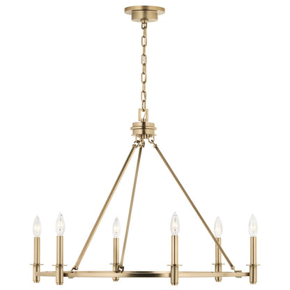 Kichler Carrick 24in 6-Light Chandelier | Traditional Champagne Bronze Steel | Dining Room & Foyer | 24 x 24 x 24 in | Model 52705CPZ