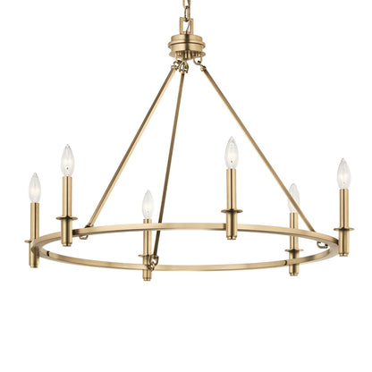 Kichler Carrick 24in 6-Light Chandelier | Traditional Champagne Bronze Steel | Dining Room & Foyer | 24 x 24 x 24 in | Model 52705CPZ