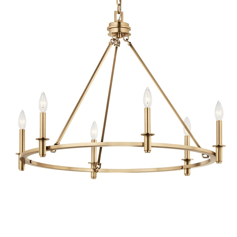 Kichler Carrick 24in 6-Light Chandelier | Traditional Champagne Bronze Steel | Dining Room & Foyer | 24 x 24 x 24 in | Model 52705CPZ