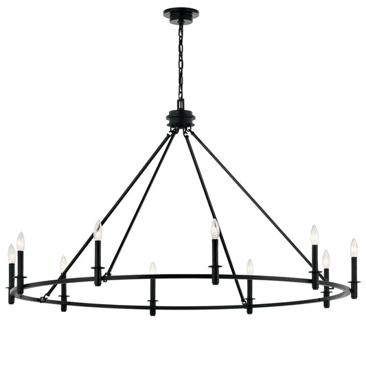 Kichler Carrick 31in 10-Light Chandelier | Traditional Black Steel | Dining Room & Living Room | 31 in H | Model 52707BK