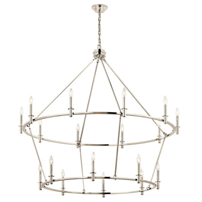 Kichler Carrick 50in 18-Light 2-Tier Chandelier | Polished Nickel | Dining Room & Foyer | 50 in H | Model 52708PN