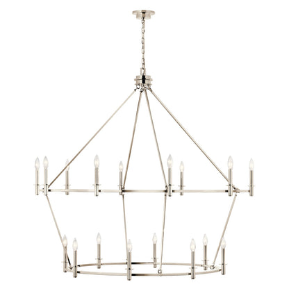 Kichler Carrick 50in 18-Light 2-Tier Chandelier | Polished Nickel | Dining Room & Foyer | 50 in H | Model 52708PN