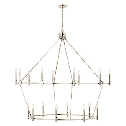 Kichler Carrick 50in 18-Light 2-Tier Chandelier | Polished Nickel | Dining Room & Foyer | 50 in H | Model 52708PN