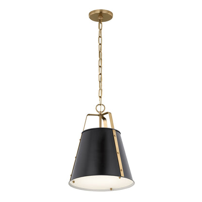 Kichler Etcher 17in 1-Light Pendant | Black Steel and Clear Satin Etched Glass | Kitchen Island | H 17 in | Model 52710BK